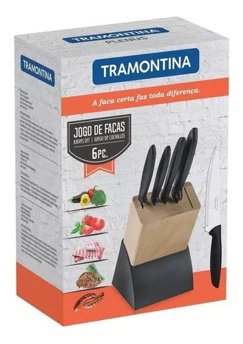 Jogo De Facas A O Inox Cozinha Gourmet Suporte Cepo Madeira Frete Gr Tis