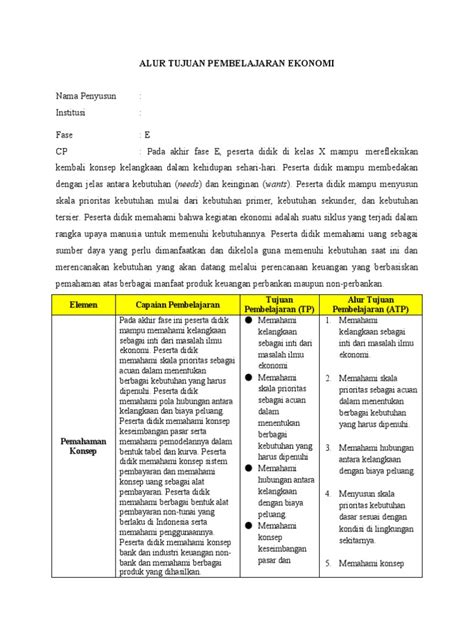 Contoh Atp Mapel Ekonomi Fase E Pdf