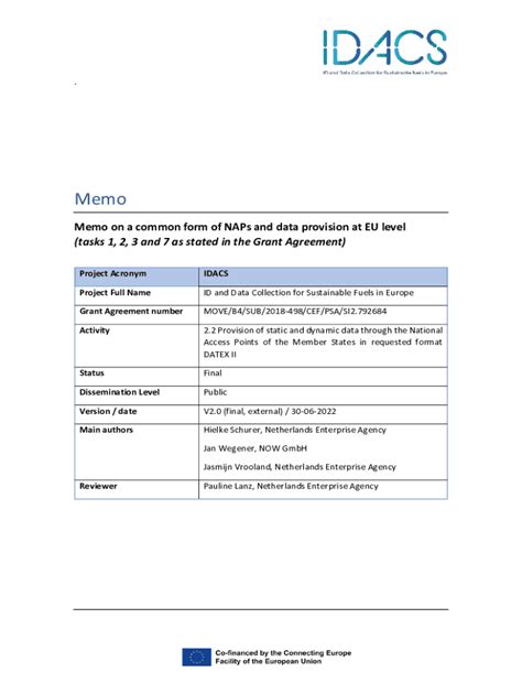 Fillable Online English Rvo Memo On A Common Form Of Naps And Data