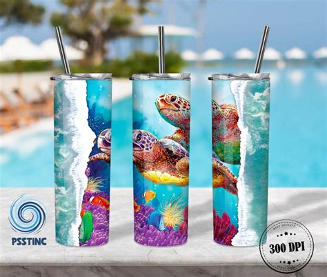 Sea Turtle 20oz Skinny Tumbler Sublimation Designs Turtle For Etsy