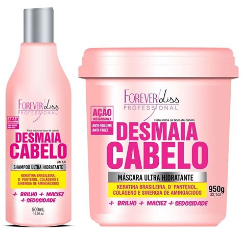 Kit Forever Liss Desmaia Cabelo Shampoo 500ml Mascara 950g R 130