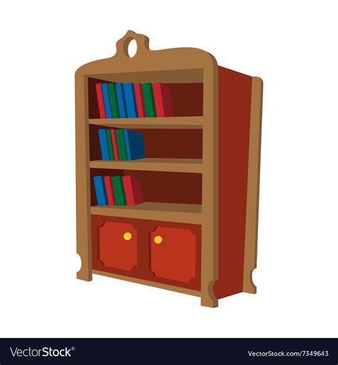 Wooden Bookcase Cartoon Icon Royalty Free Vector Image