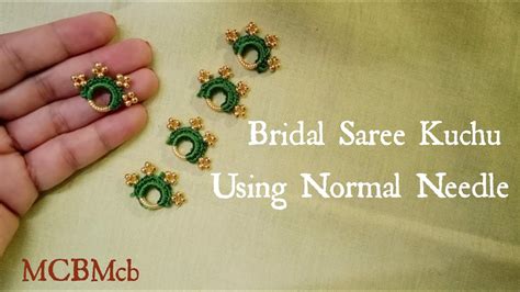 Bridal Saree Kuchu Using Normal Needle I Easy Saree Kuchu With Beads I