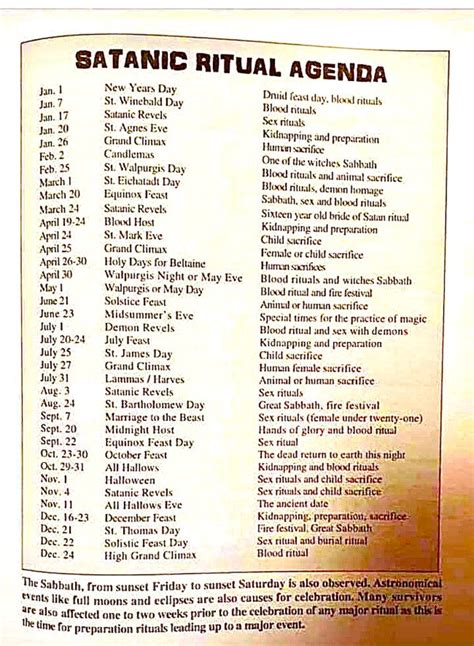 satanic ritual calendar printable calendars   glance