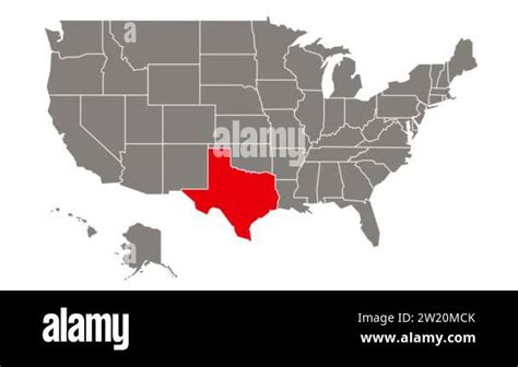 Texas Federal State Blinking Red Highlighted In Map Of Usa Stock Video