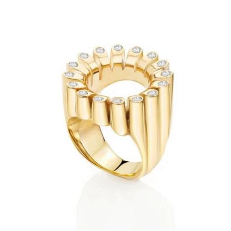 Kesardeep Impex Golden Latest Unique Gold Plated Silver Ring For Men At