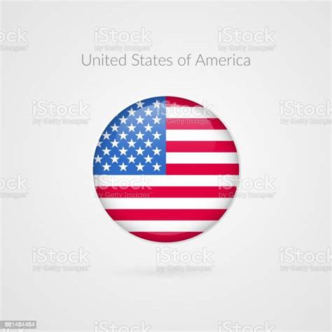 Amerika Serikat Tanda Vektor Bendera Simbol Tombol Lingkaran Amerika Terisolasi Ikon Ilustrasi