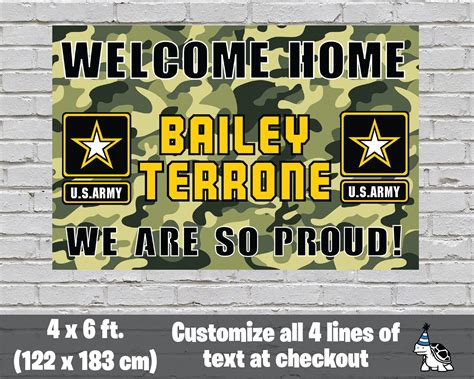 Custom Camo Us Army Banner Vinyl Welcome Home Or Etsy