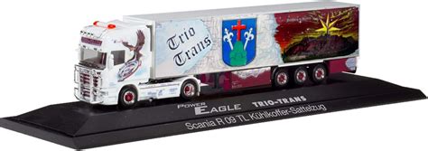 herpa 121965 Scania R TL Kühlkoffer Sattelzug Trio Trans Power Eagle