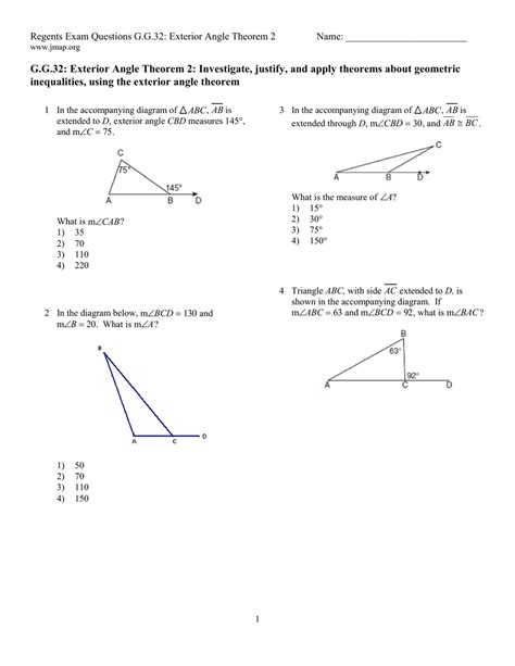 The Exterior Angle Theorem Worksheet