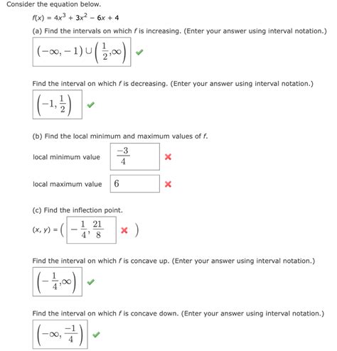 Solved Consider The Equation Below Fx 4x3 3x2 6x