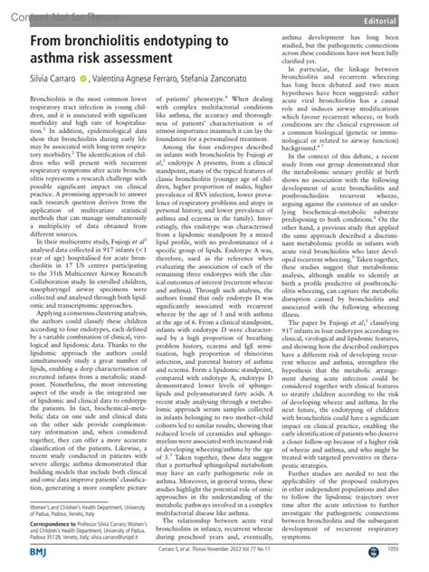 From bronchiolitis endotyping to asthma risk... : Thorax