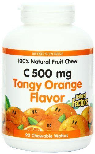 Natural Factors Vitamin C Tangy Orange Chewables 500mg Wafers 90count