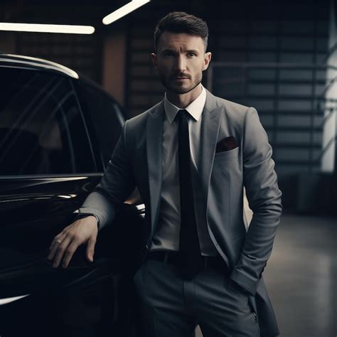 Premium Ai Image Handsome And Elegant Man With His Car