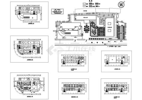 上海第四解放医院9层综合楼设计建筑施工cad图，共八张医疗建筑土木在线