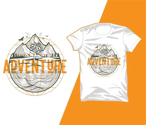 Desenho De Camiseta De Viagem De Aventura Para A Montanha Vetor Premium