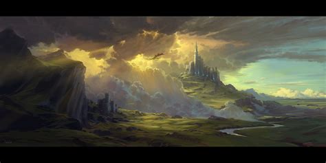 Wallpaper Artwork Digital Art Fantasy Art Castle Dragon Nature