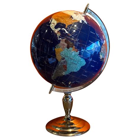 Modern World Globe In Semi Precious Stone On Brass Stand At Stdibs