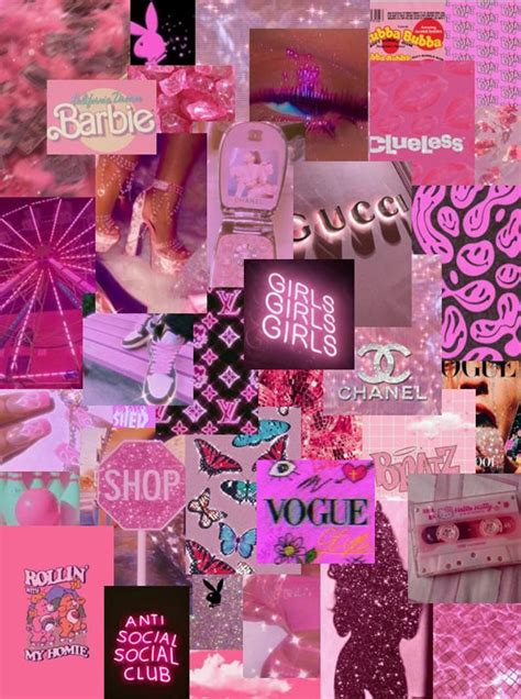 Pink Baddie Aesthetic Collage Wallpaper Laptop - canvas-isto