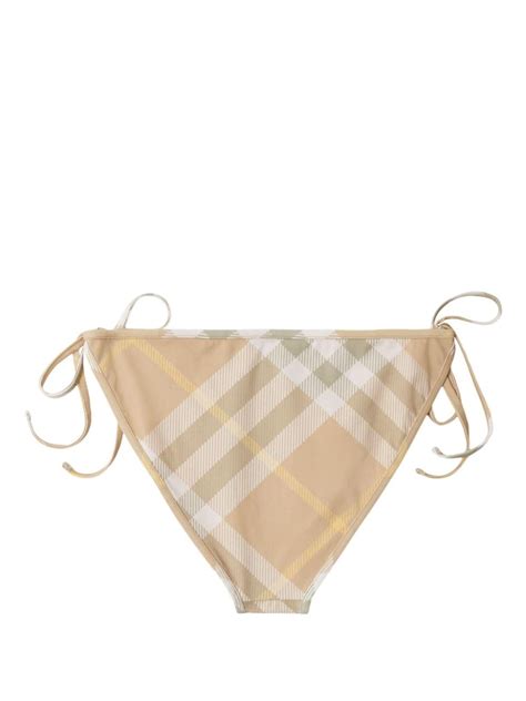 Burberry Checked Side Tie Bikini Bottoms Neutrals FARFETCH