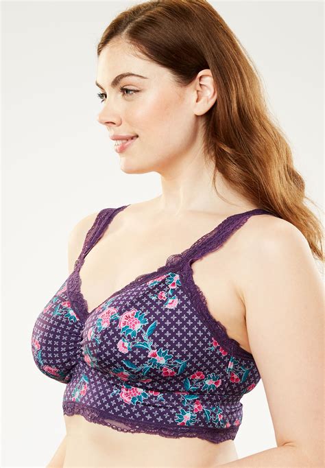 Wireless Lace Trim Bralette By Amoureuse® Plus Size Bras Jessica London