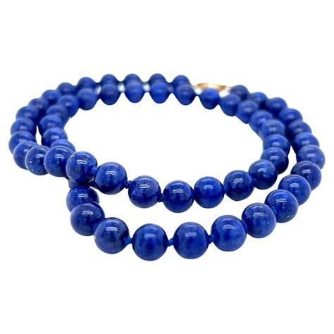 1960 S Vintage Lapis Lazuli 18 Karat Yellow Gold Bead Station Necklace