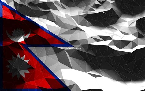 Download Wallpapers 4k Nepalese Flag Low Poly Art Asian Countries