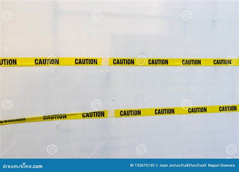 Yellow Plastic Caution Tape Stock Image Image Of Area Cordoned