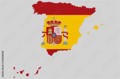 Vector Kingdom of Spain topographic map. Spain flag on borders of the ...