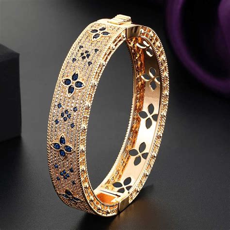 Zlxgirl Luxury Brand Four Leaf Dubai Gold Bangle Bracelet Jewelry Red