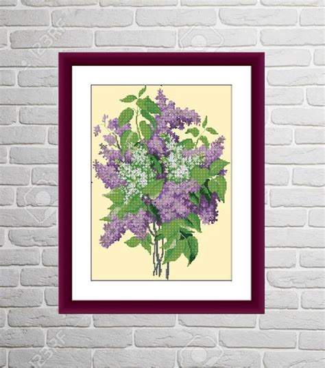 Lilac Counted Cross Stitch Pattern Flower Digital X Stitch Etsy