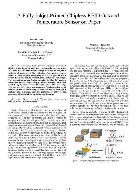 Pdf A Fully Inkjet Printed Chipless Rfid Gas And Temperature Sensor