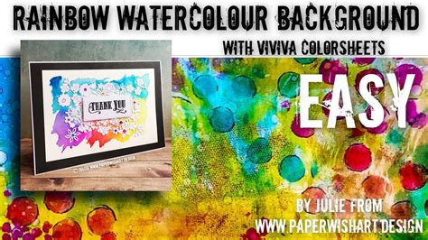 Rainbow Watercolour Background Card With Viviva Colorsheets Easy