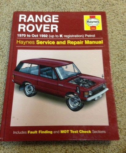 Find RANGE ROVER HAYNES SERVICE AND REPAIR MANUAL 1970 To 1992 UP TO