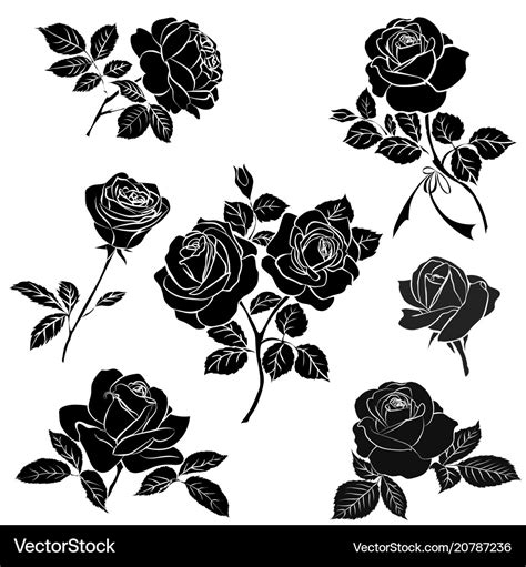 Black Silhouette Rose Royalty Free Vector Image