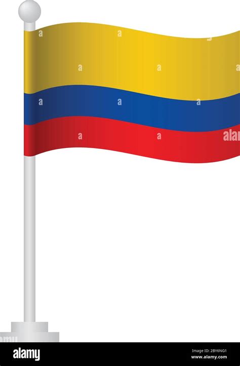 Colombia Flag National Flag Of Colombia On Pole Vector Stock Vector