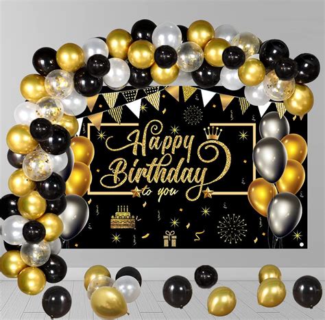 Buy Black And Gold Birthday Party Decorations 65Pcs Gold Black Balloon