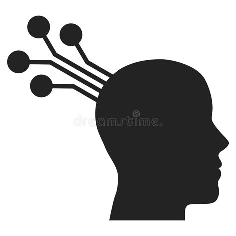 Brain Machine Interface Flat Icon Raster Stock Illustration