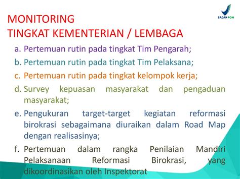 Monitoring Monitoring Pelaksanaan Reformasi Birokrasi Dilakukan Dalam