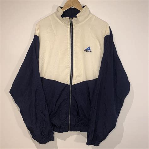 Vintage S Adidas Windbreaker Jacket Mens Xl White Depop