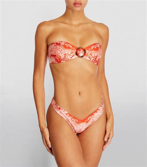 Womens Zimmermann Red Lyre Bamboo Ring Detail Bikini Harrods Uk