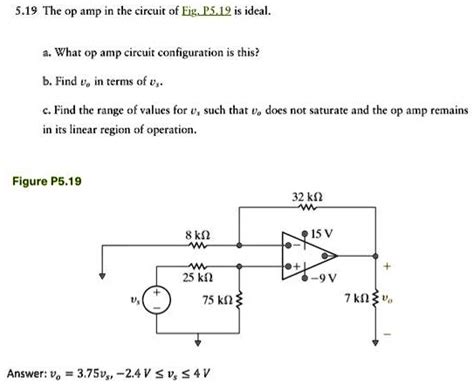 SOLVED 5 19 The Op In The Circuit Of Fig P5 19 Is Ideal A What Op