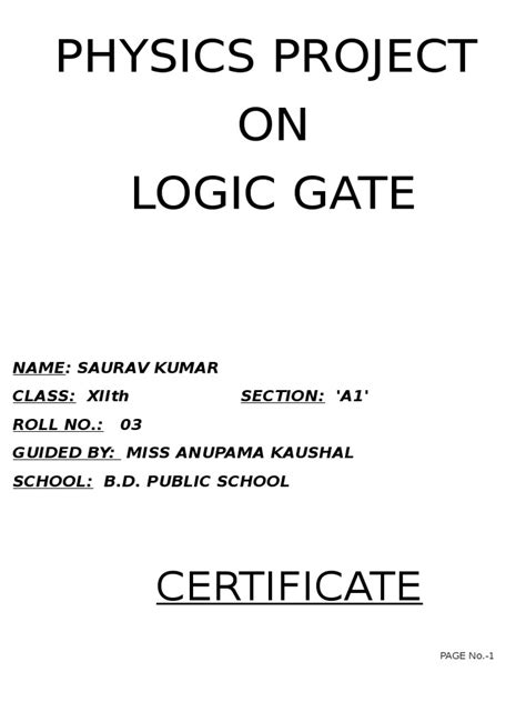 Pdf C B S E Class Physics Project On Logic Gates Dokumen Tips