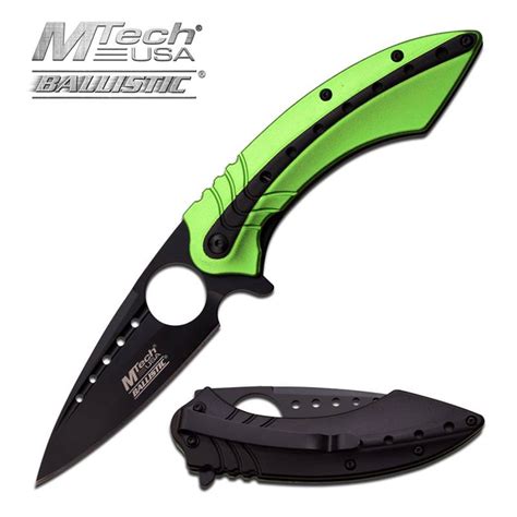 MTech USA Ballistic Feather Spring Assisted Knife Green Blac