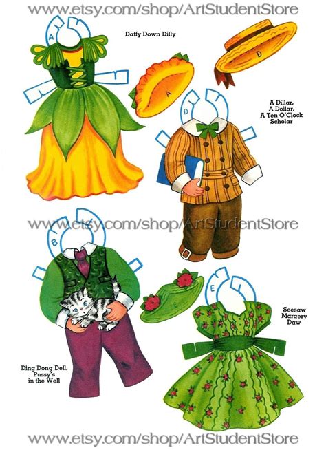 Pdf Printable Digital Vintage Paper Dolls Mother Goose Etsy In 2024 Paper Dolls Vintage