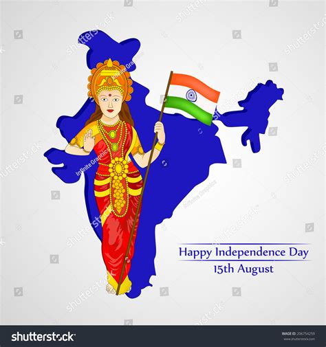 Illustration Bharat Mata Mother India India Stock Vector 206754259