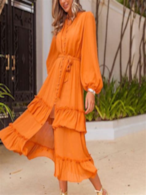 Buy Lulu And Sky Ruffled Puff Sleeve A Line Midi Dress Dresses For