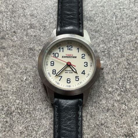 Women S Timex Expedition Field Watch Black Leather Band Indiglo T41181 Bv Ebay