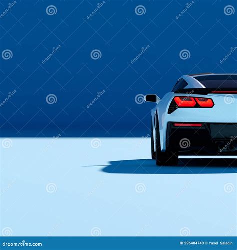 A White Sports Car With Blue Background Stock Photo Image Of