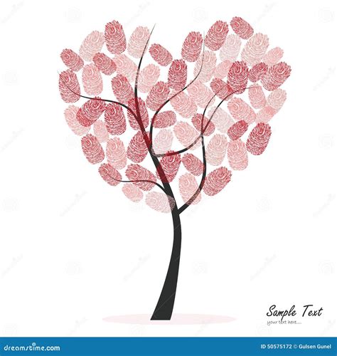 Arbre De Coeur Avec Le Vecteur D Empreintes Digitales Illustration De